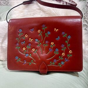 Patricia Nash Hand Painted Floral Tooled Bag